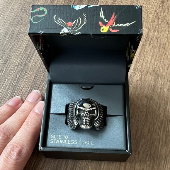 Ed Hardy | Accessories | New Ed Hardy Skull Wings Mens Stainless Steel ...